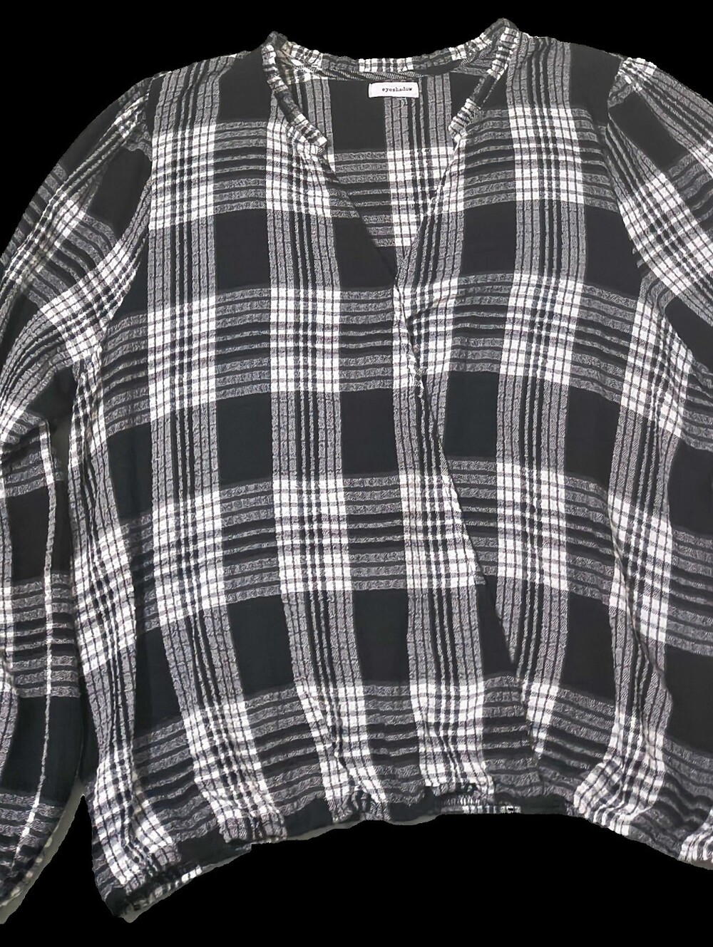 Black and White Plaid Tunic Blouse